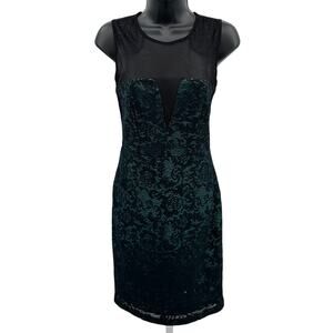 Mystic Sheath Dress WMNS XS Black Green Mesh Illusion Sleeveless Back Zip Lined